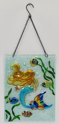12" x 8" Glass Mermaid Suncatcher