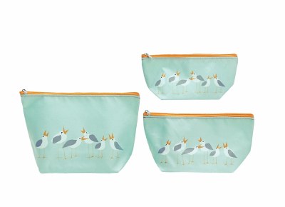 Set of 3 Kate Nelligan Seagull Zip Pouches