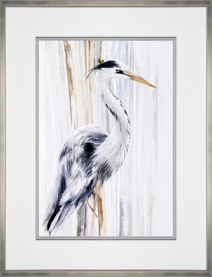 42" x 32" Marsh Heron 1 Framed Print Under Glass