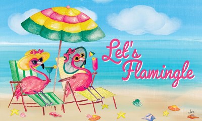 18" x 30" Flamingo Beach Chair Couple Let's Flamingle Doormat