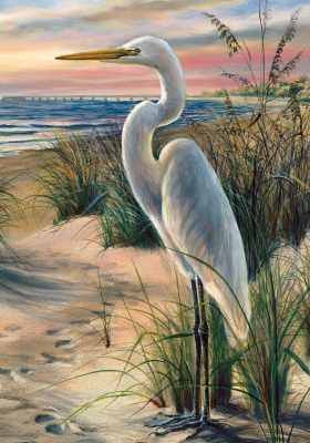 18" x 12" Mini White Egret on the Beach Garden Flag