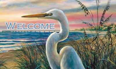 18" x 30" White Egret on the Beach Welcome Doormat