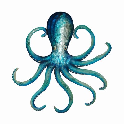 18" Blue Capiz and Metal Octopus Wall Plaque