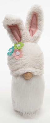 5.5" Blossom Bunny Pink and White Ear Easter Gnome with Flowers