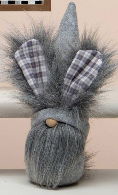 7" Hairy Hare Gray Bunny Easter Gnome