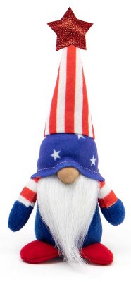 7" Striped Hat Stars and Stripes Patriotic Gnome
