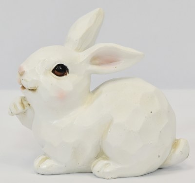 4" White Polyresin Laying Down Bunny