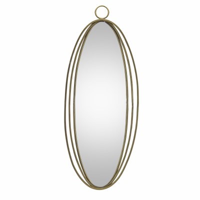 34" Oval Antiqued Brass Wall Mirror