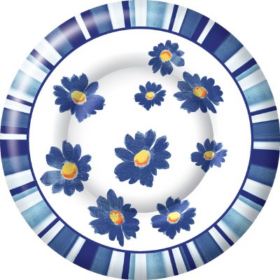 Package of 8 8" Round Agnetha Blue Flowers Dessert Plates