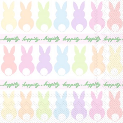 5" Square Hippity Hoppity Bunnies in a Row Beverage Napkins