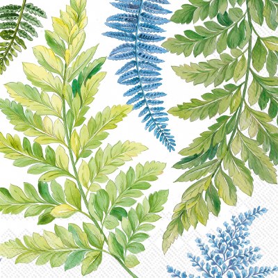 6.5" Square Aqwea Blue and Green Fronds Lunch Napkins