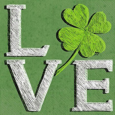 5" Square Lucky in Love Four Leaf Clover Beverage Napkins