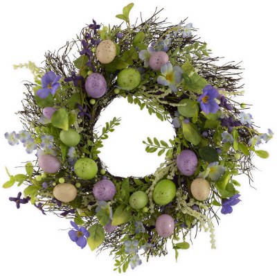 18" Round Purple and Green Easter Eggs Wreath