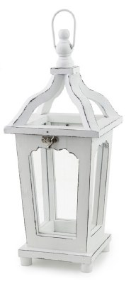 14" Distressed White Wood Valparaiso Villa Lantern