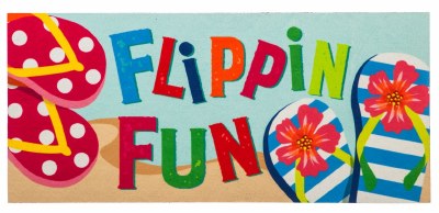 10" x 22" Multicolor Flippin Fun Flip Flops Sassafras Switch Mat Doormat