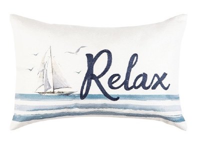 13" x 20" Blue and White Sailboat Relax Pillow