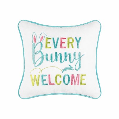 10" Square Every Bunny Welcome Decorative Easter Pillow