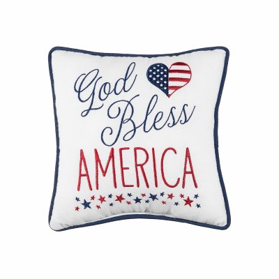 10" Square God Bless America Pillow