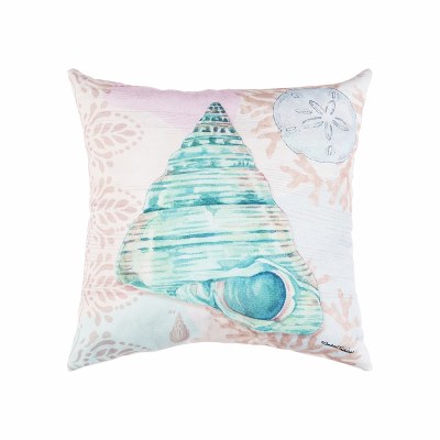 18" Square Teal Shell Pillow