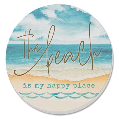 Set of Four Round The Beach is My Happy Place Coasters