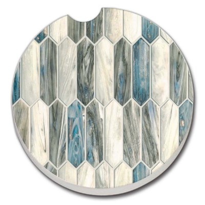 White, Blue, and Gray Tiles Car Coaster
