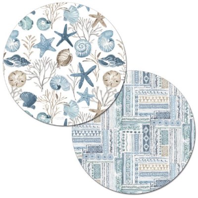 13.5" Round Blue Shells Reversible Placemat