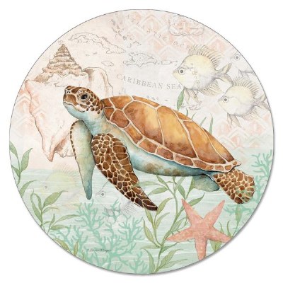 13" Round Brown Sea Turtle Lazy Susan