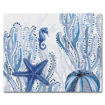 12" x 15" Indigo Coastal Glass Cutting Board