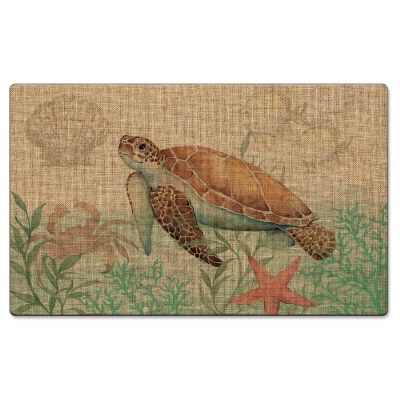 18" x 30" Caribbean Seas Turtle Beige and Brown Linen Floor Doormat