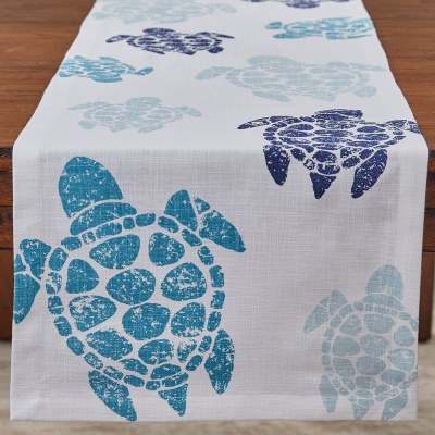 72" Blue and White Turtles Runner