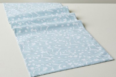 72" Blue and White Mist Coral Bells Table Runner