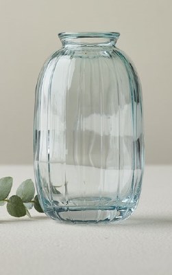 5" Light Blue Optic Glass Cylinder Vase