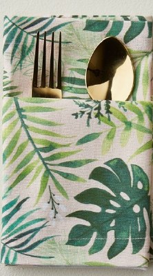 20" Square Pink and Green Tropical Paradise Fabric Napkin
