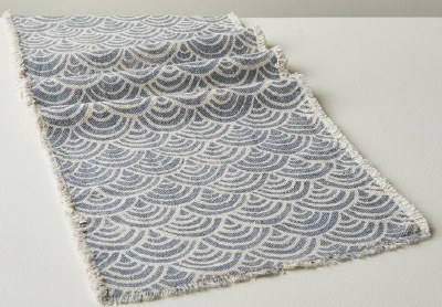 72" Blue Gray Scallop Print Table Runner