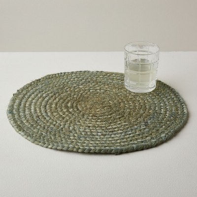 15" Round Sage Woven Jute Placemat