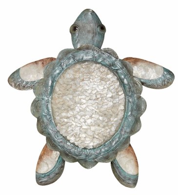 Large Light Blue and White Capiz Sea Turtle Wall Plaque