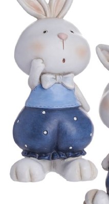 6" White and Blue Bunny With Bow Tie