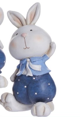 6" White and Blue Bunny With Collared Shirt and Tie
