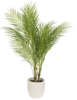 42" Faux Green Areca palm Tree in a White Cement Pot