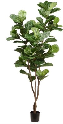 91" Faux Green Fiddle Leaf Tree in a Black Plastic Pot