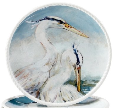 11" Round 2 White Heron Ceramic Salad Plate