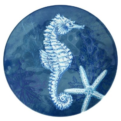 11" Round Oceanic Seahorse Melamine Dinner Plate