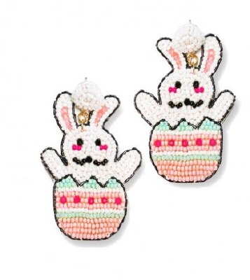 Hoppy Easter Bunny in Egg Beaded Earrings