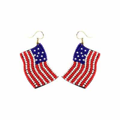 American Flag Bead Earrings