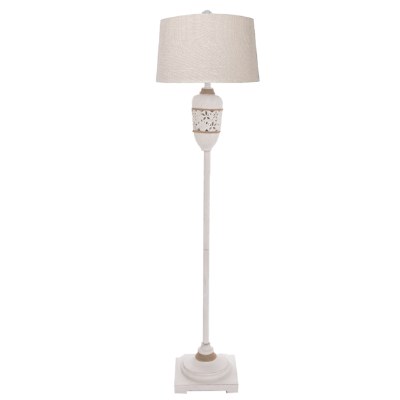 62" Distressed White Sand Dollar Rope Floor Lamp