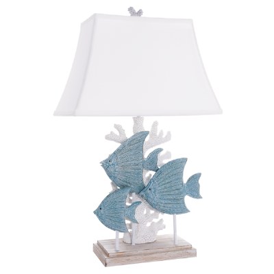 31" Teal Fish Trio Table Lamp