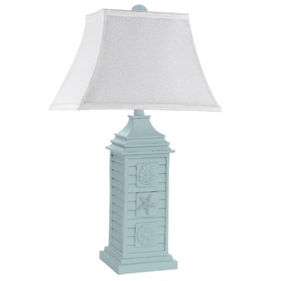 26" Glacier Blue Shells Shutter Table Lamp