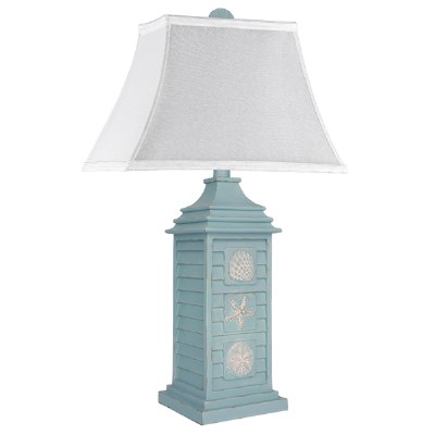 26" Teal Shells Shutter Table Lamp