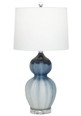 26" Blue Ombre Striped Glass Lamp