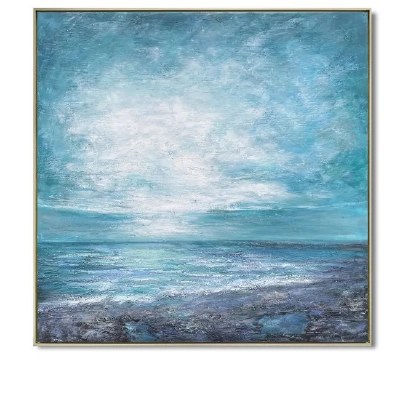 40" Square Turquoise Sky Ocean Days Canvas Wall Art in Frame